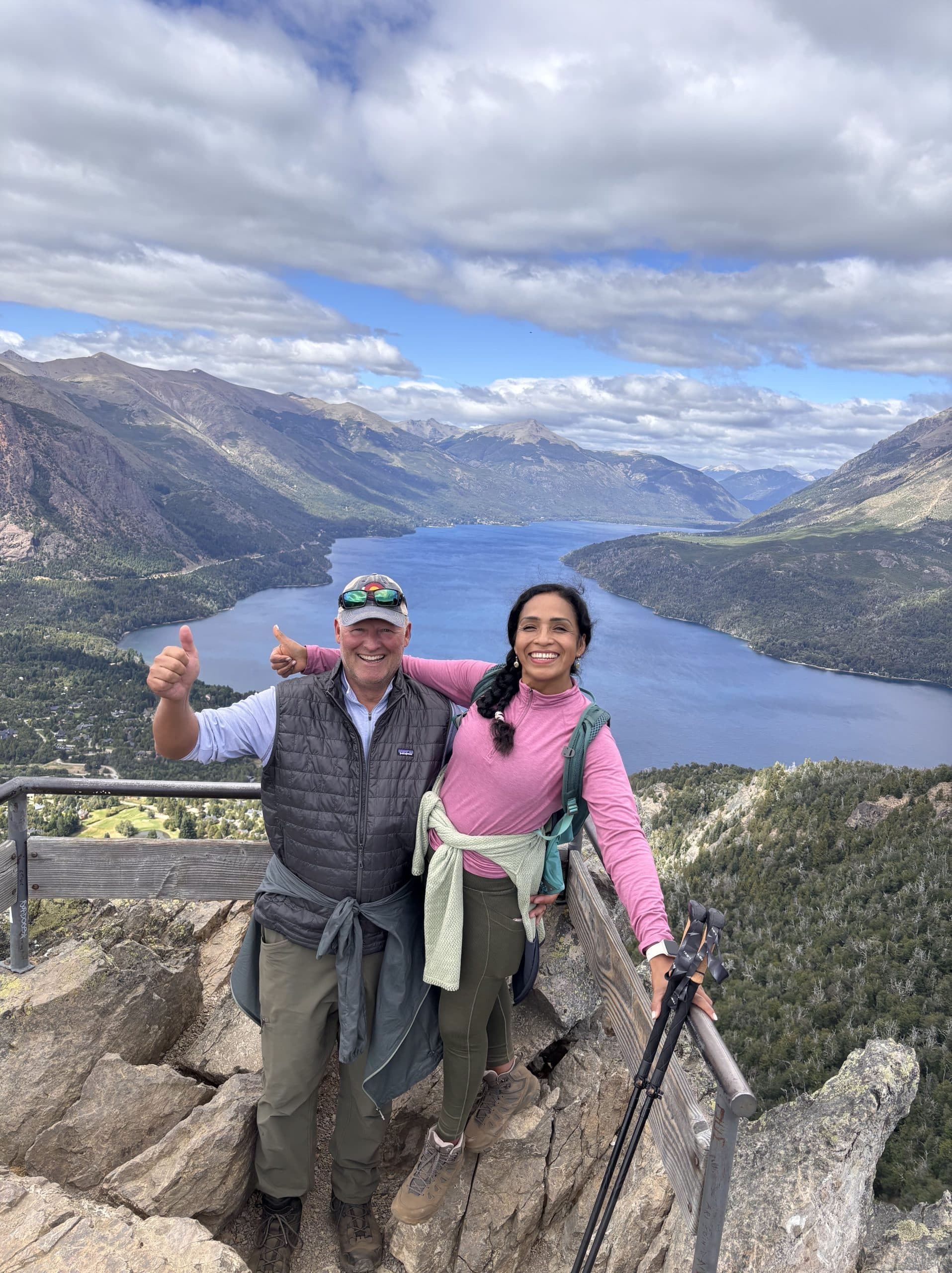 Gisella and John above the lakes of Bariloche, Argentina